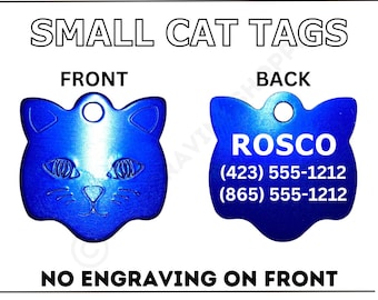 cat collar tag, engraved tag, personalized pet tag, pet id tag, cat name tag, small cat tag, kitten id tag, cat id tag, custom tag
