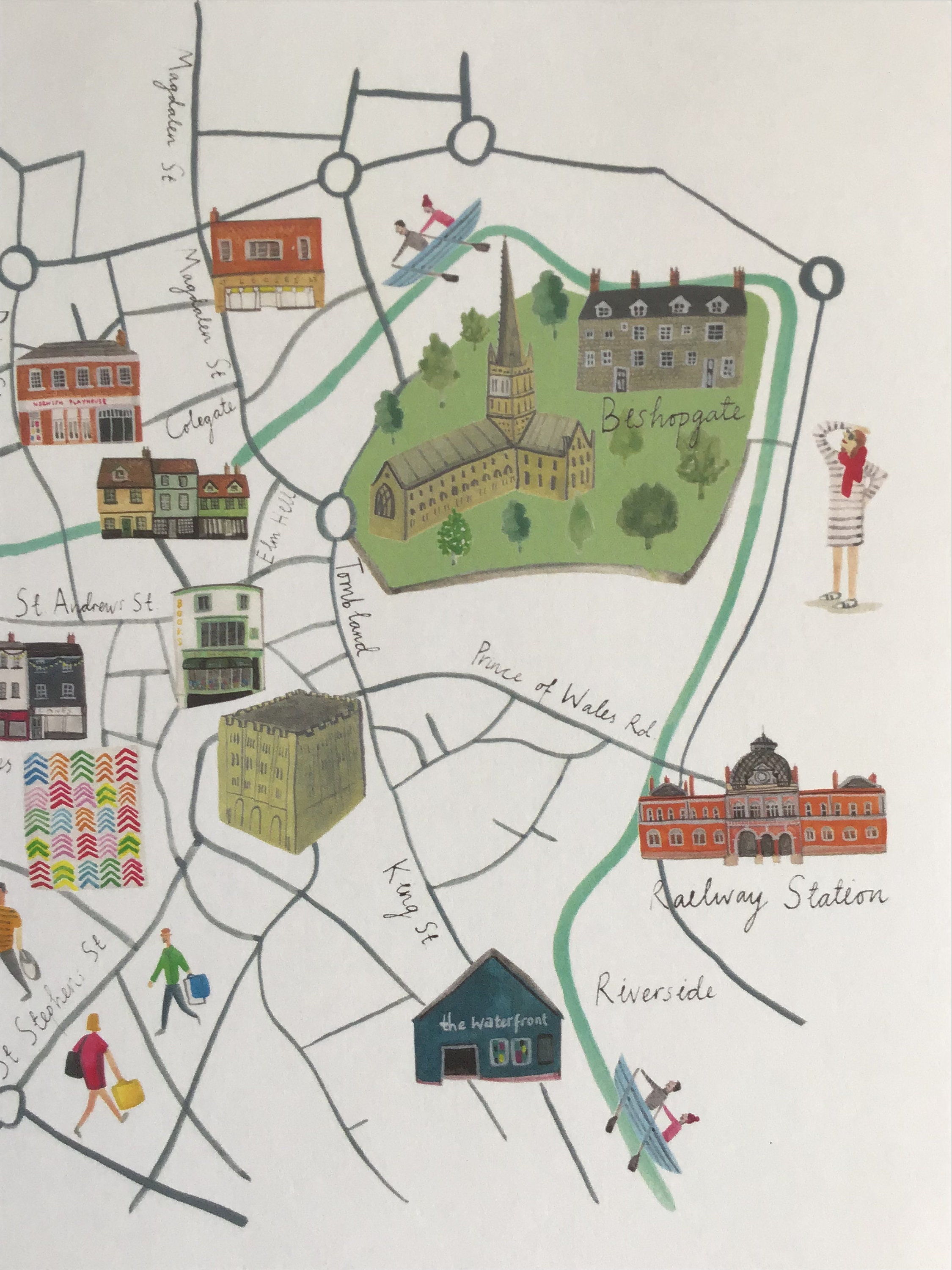 Norwich Poster A4 or A3 Illustrated City Map - Etsy UK