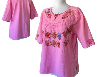 Vintage Embroidered Mexican Peasant Top — S/M
