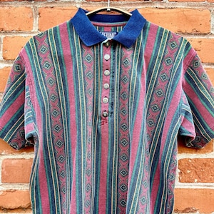 90s Fancy Striped Polo Shirt