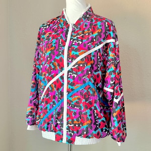 80s Rainbow French Leopard Track Jacket — M
