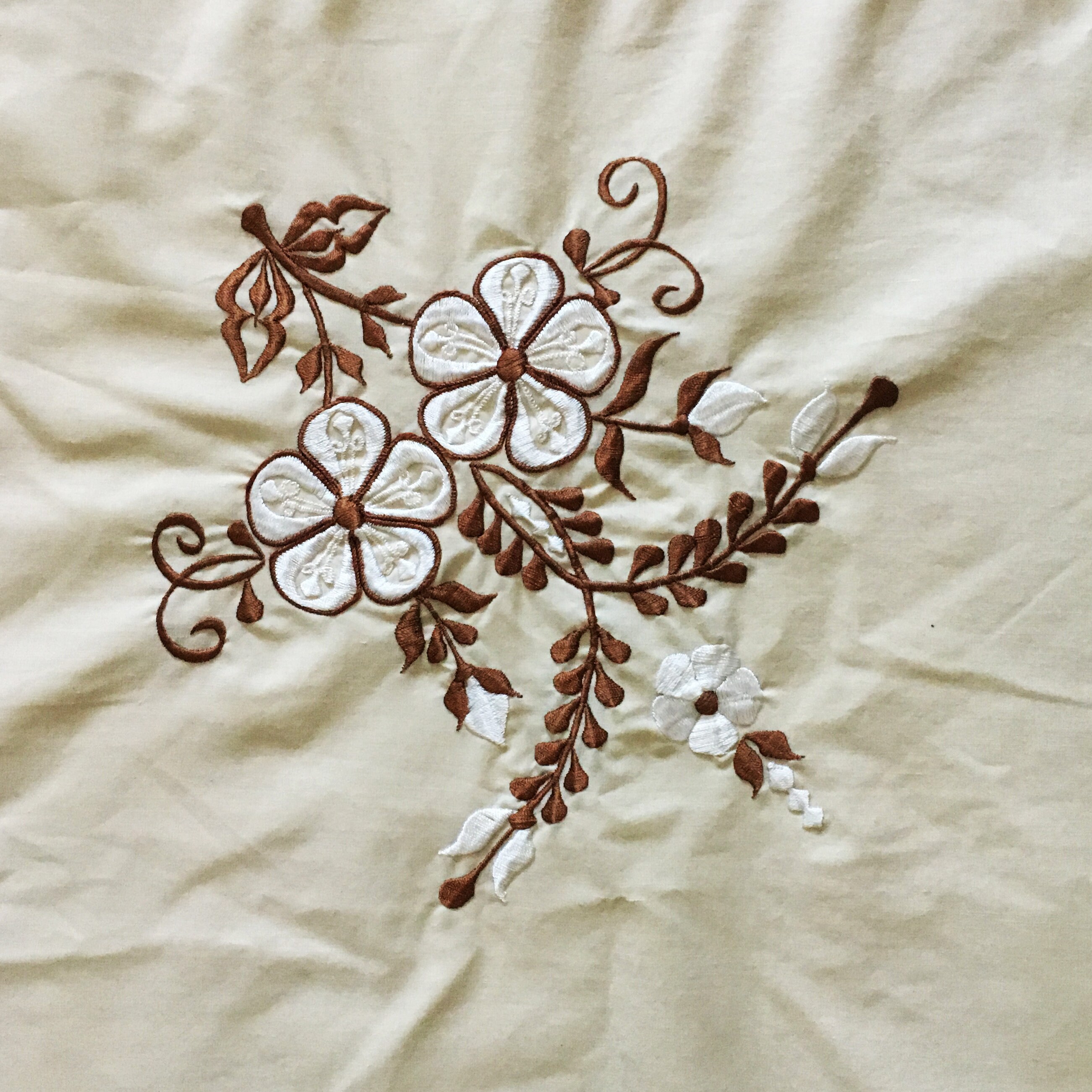 Vintage Floral Embroidered Cotton Pillowcase Etsy
