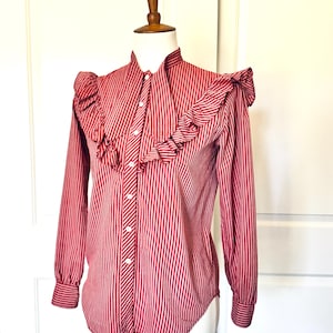 Vintage Striped Tie Neck Blouse — S