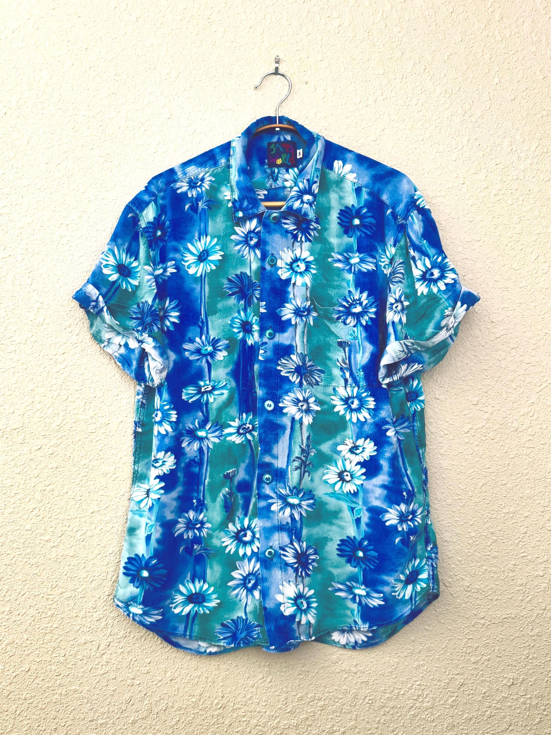 トップス 90s cityboy covington s/s rayon shirt 90s Vtg Abstract Print Button up Collared Rayon Shirt