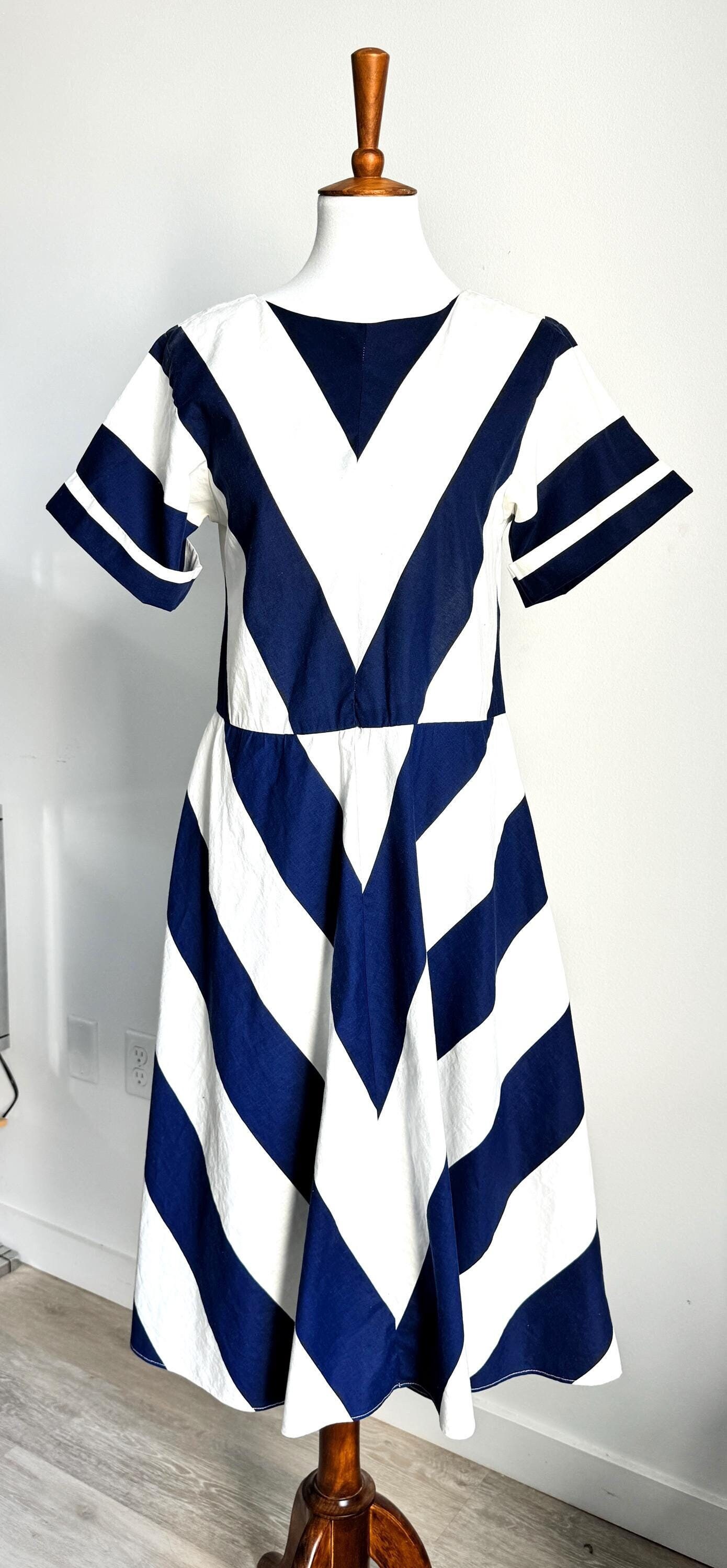 Vintage Nautical Striped Day Dress 34"w - Etsy Vintage Nautical Striped Day Dress 34"w - Etsy
