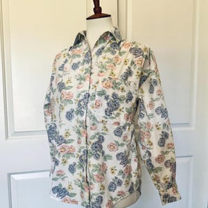 Vintage Pastel Floral Cotton Shirt — Small