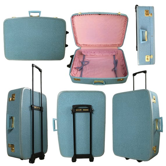 Vintage 1950s Blue Towncraft Suitcase — Retrofitte