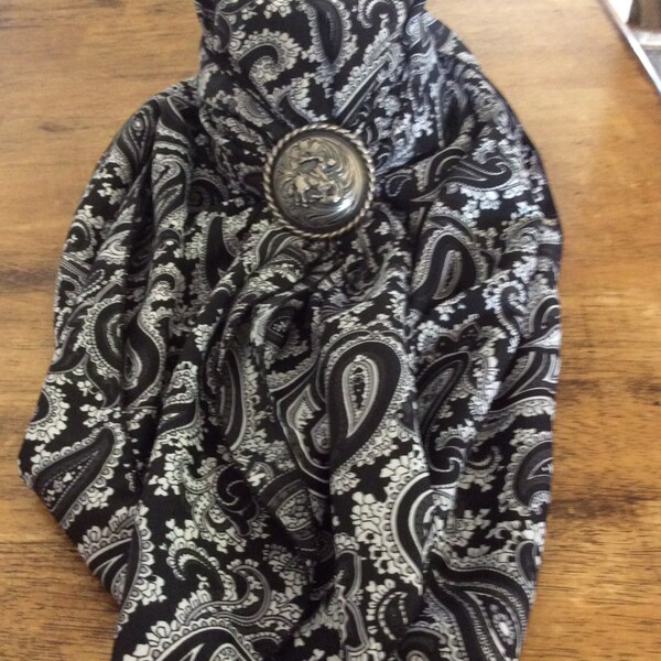 Black and ivory paisley wild rag