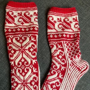 Hand knit Christmas socks