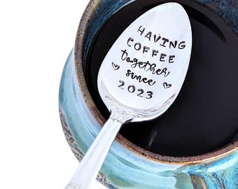 Anniversary Gift : Having Coffee Together Since Engraved Spoon | Coffee Spoon | Gift for Couple | Gift for Wife | Friendship Gift