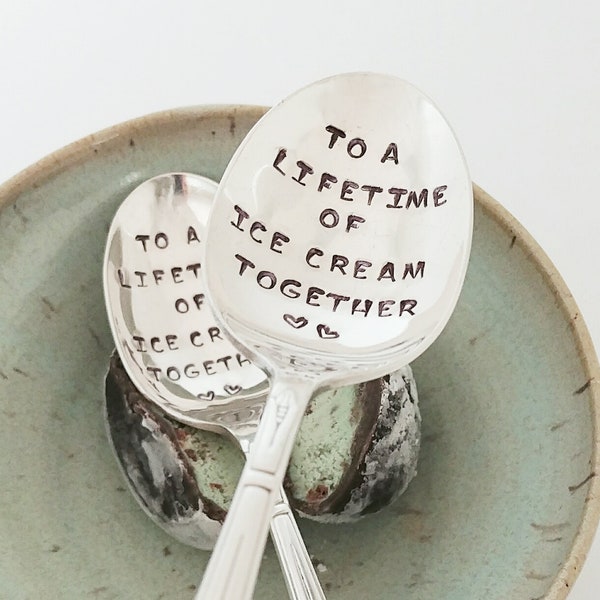 Anniversary Gift | A Lifetime of Ice Cream Together Spoon Set | Couple Gift | Silver Anniversary | Ice Cream Spoon | Wedding Gift Under 50