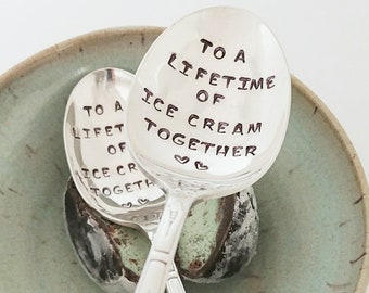 Anniversary Gift | A Lifetime of Ice Cream Together Spoon Set | Couple Gift | Silver Anniversary | Ice Cream Spoon | Wedding Gift Under 50