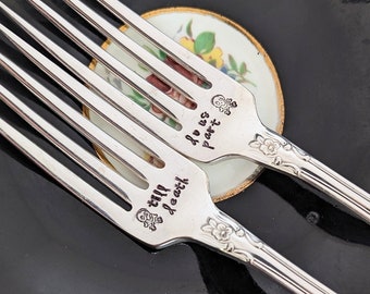 Until Death Do Us Part Wedding Forks | Bride & Groom Wedding Forks | Halloween Wedding | Wedding Gift | Bridal Shower | Wedding Table Decor