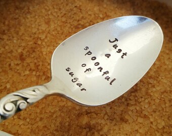 Just a Spoonful of Sugar | Hand Stamped Spoon | Disney Quote | Mary Poppins | Teacher Gift | Best Seller | Music Lover | Disney Fan