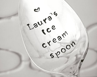 Personalized Ice Cream Spoon | Monogrammed Spoon | Hand Stamped Spoon | Gift For Dad | Custom Spoon | Gift For Grandchild | For Daughter