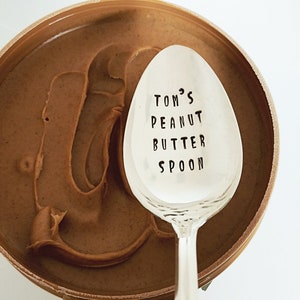 Personalized Peanut Butter Spoon : Hand Stamped Spoon | Gift for Dad | Gift for Him | PB&J Spoon | Birthday Gift | Father&#39;s Day
