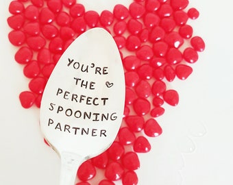 Valentine's Day Gift | You're The Perfect Spooning Partner | Stamped Spoon | Anniversary Gift | Couple's Present | Love You | Under 25
