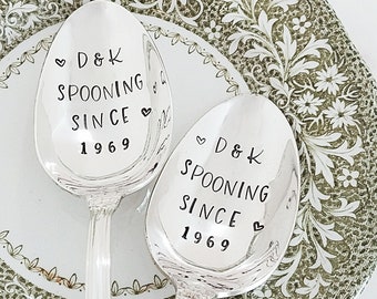 Anniversary Gift Under 50 | Spooning Since Spoon | Personalized Gift for Couple | Husband & Wife | Valentines Day | Wedding Date Engraved