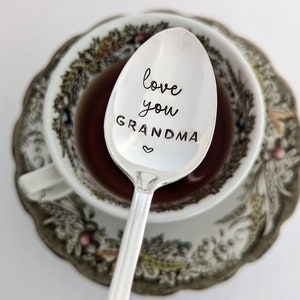 Gift for Grandma : Love You Grandma Spoon | Love you Nana | Vintage Keepsake | Coffee or Teaspoon | Grandma&#39;s Tea | Impressions Stamped
