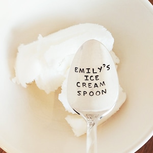 Custom Ice Cream Spoon : Monogrammed Gift | Gift for Boyfriend | Stamped Spoon | Gift For Dad | Gift For Child | Personalized Decor