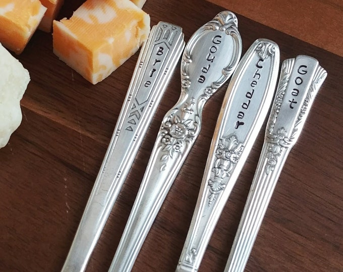 Cheese Markers | Cheese Picks |Cheese Forks | Housewarming Gift | Cheese Labels | Hostess Gift | Cheese Gift | Vintage Silverware | Hostess