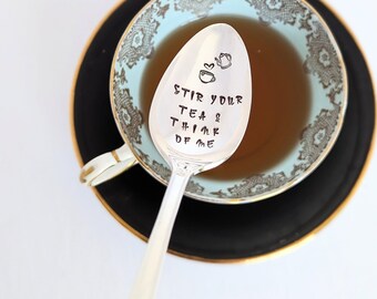 Gift for Mom | Stir Your Tea & Think of Me Spoon | Gift For Grandma | Gift for Grandparents | Tea Lover | Stamped Spoon | Just Because Gift