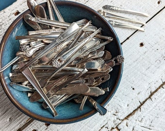 Craft Silverware Handles | Craft Supplies | Spoon Jewelry | Spoon Handles Craft Supply Lot | Silver Plate Rings | Vintage Upcycled |