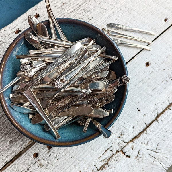 Craft Silverware Handles | Craft Supplies | Spoon Jewelry | Spoon Handles Craft Supply Lot | Silver Plate Rings | Vintage Upcycled |