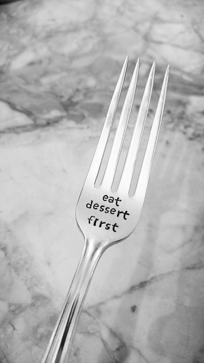 Eat Dessert First / Fork / Life Is Short / Personalized Fork / Etsy