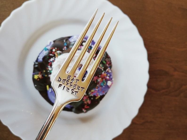 Eat Dessert First Fork / Life is Short / Personalized Fork / Etsy