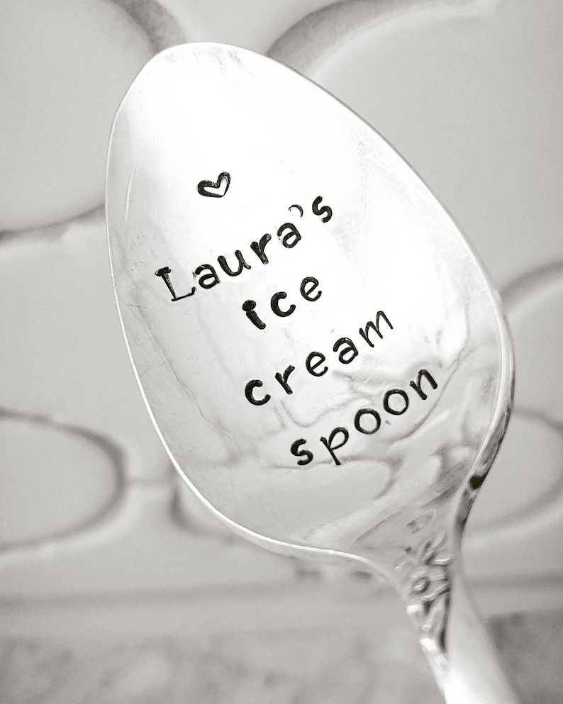 Personalized Ice Cream Spoon  Monogrammed Spoon  Hand image 1