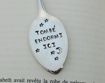 Tombé endormi ici Bookmark | Fell Asleep Here | French Saying | Up cycled | Recycled Silverware | Book Club | I Love Reading | Reader