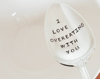 Gift for Husband | Gift for Boyfriend | I Love Overeating With You Spoon | Anniversary Gift | Funny Gift For Him | Engraved Spoon