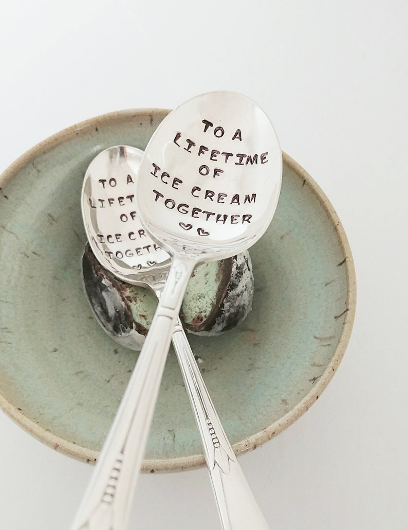 Anniversary Gift | To A Lifetime of Ice Cream Together Spoon Set | Couples Gift | Stamped Spoon | Ice Cream Spoon | Wedding Gift Under 50 