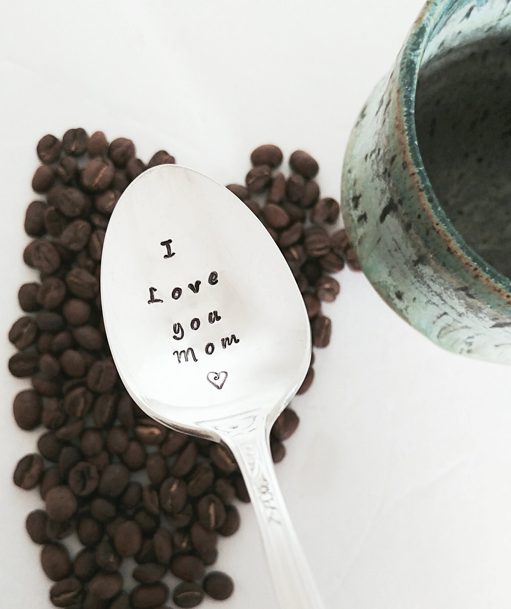 I Love You Mom Stamped Spoon/Gift For Grandmother Je T'aime Maman For Mommy Mother's Day From Child