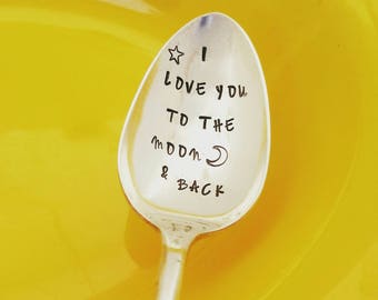 I Love You To The Moon And Back Spoon | Gift for Grandchild | Birthday Gift | Anniversary Gift | Gift under 30 | Moon & Star | Thinking of