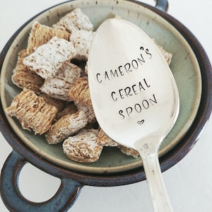 Personalized Cereal Spoon | Custom Spoon | Hand Stamped Spoon Under 30 | Gift for Dad | Gift for Son | Gift for Boyfriend | Stocking Stuffer