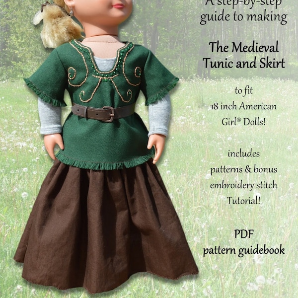 Medieval Tunic & Skirt - PDF Sewing Pattern fits 18 inch American Girl Dolls - Cupcake Couture