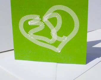 Heart Greeting Card (Green & Pink)