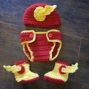 Super hero Avengers inspired Flash diaper cover set photo prop costume