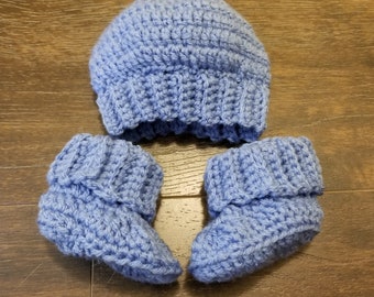 Baby boy hat and booties great newborn gift