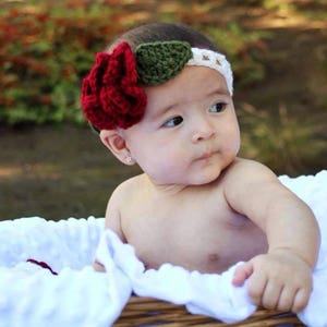 Dark red rose headband crochet great photo prop