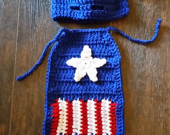 Captain America hat and cape photo newborn