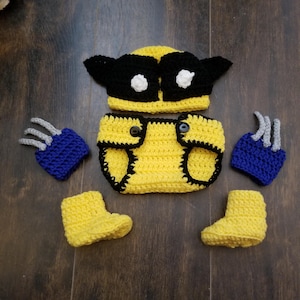 Wolverine diaper cover set photo prop baby&#39;s first picture costume