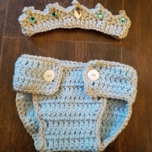 Prince King crown and diaper cover set photo prop baby