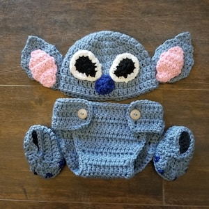 Stitch diaper cover set photo prop for newborn or baby&#39;s first picture