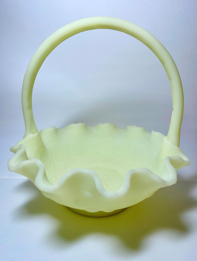 Vintage FENTON Custard Glass Bride's Basket 1970s Etsy