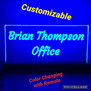 Office desk Sign Multi-Color Chasing LED Personalized name plate Desktop office entry sign custom