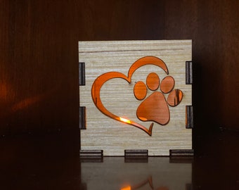 Wooden Paw Print Lantern Tea Light candle holder Laser Cut