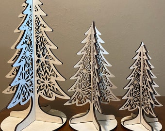 Laser Cut Christmas Snowflake Wooden Christmas Tree, Wooden Tree, Rustic Xmas Decor, Alternative Christmas Tree, Nordic Christmas